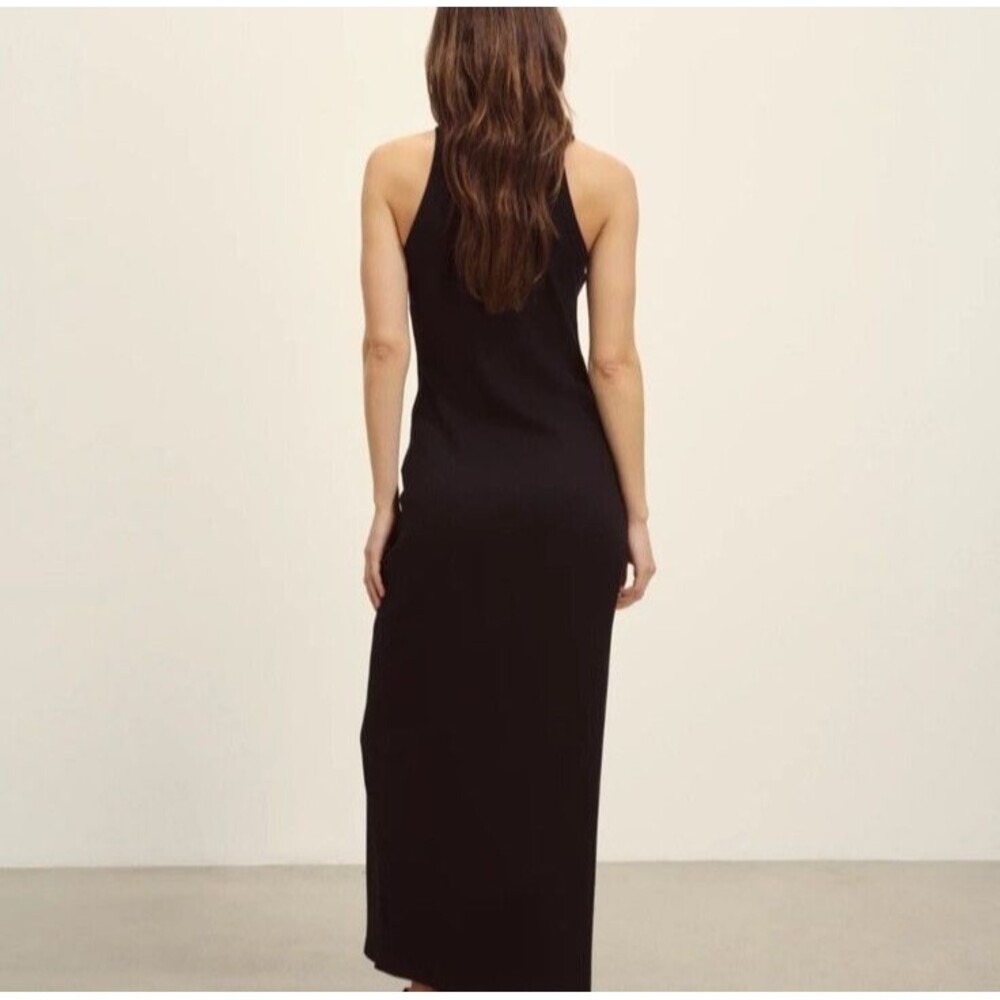 Buck Mason Surplus Rib Tank Maxi Dress XS Black Ribbed Cotton Minimalist Stretch - Picture 2 of 11